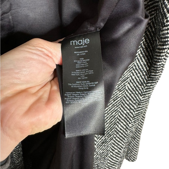 Maje | Herringbone Wool Coat in Black/Gray FR 36/US 4/Small - Picture 5 of 7